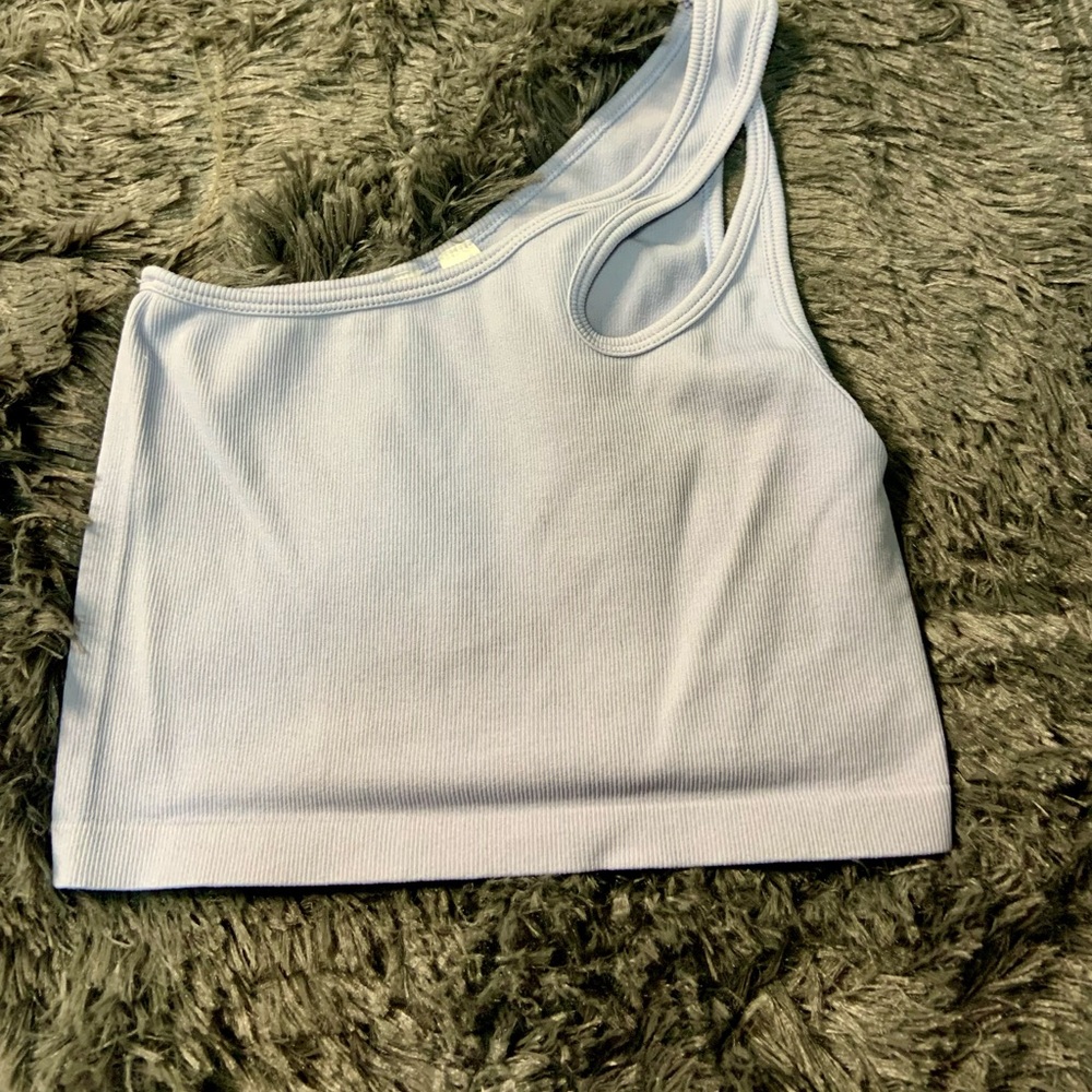 SHEIN Women's Light Blue Asymmetrical Crop Top